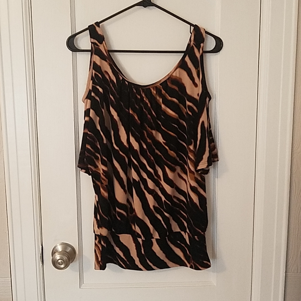 Jon Den Sexy Tiger Blouse cold shoulder